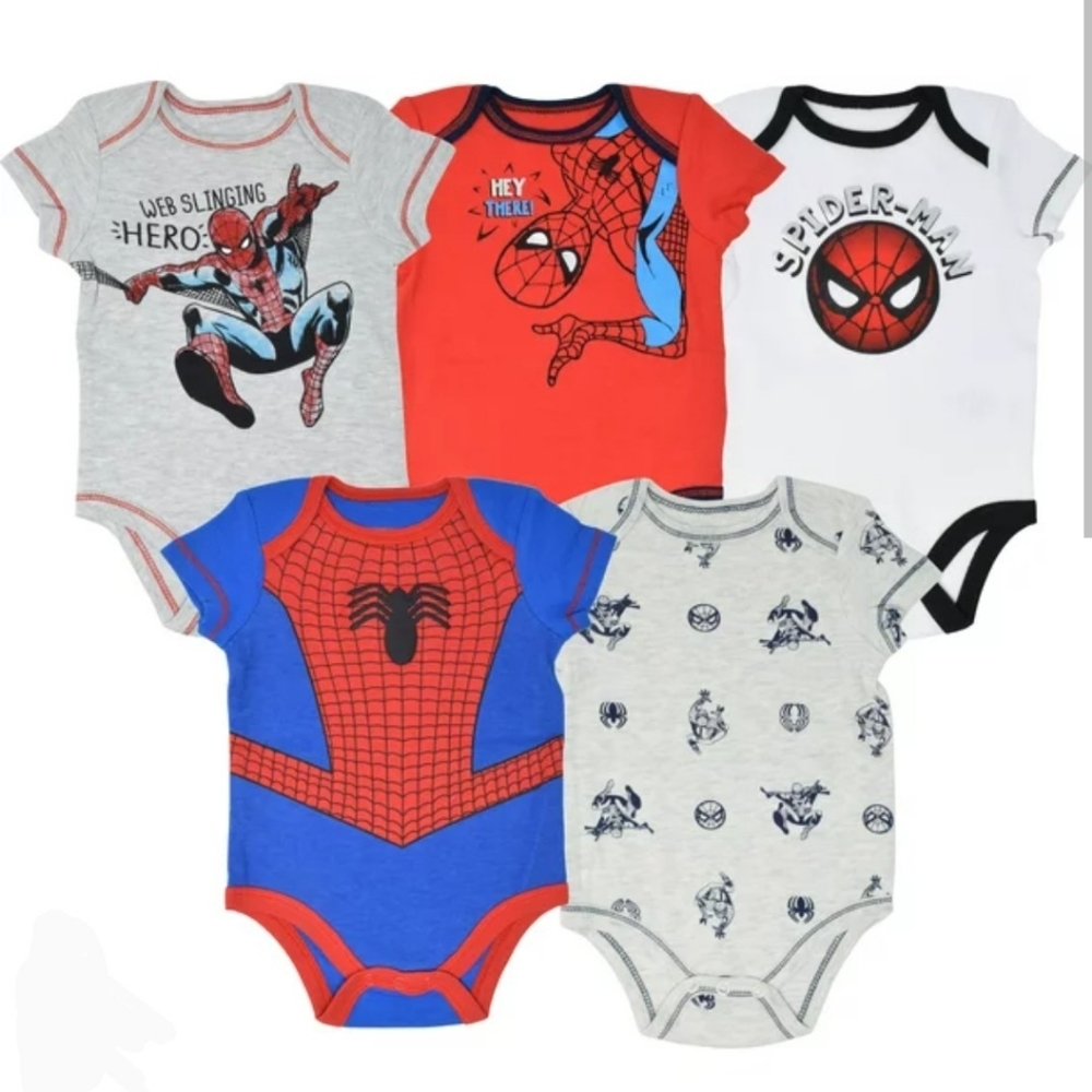 Marvel Spiderman Bodysuits/Onsies 5 Pack